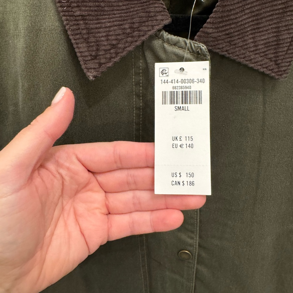 Abercrombie & Fitch Mid-Length Waxed Barn Jacket | Olive | Small - Picture 6 of 6